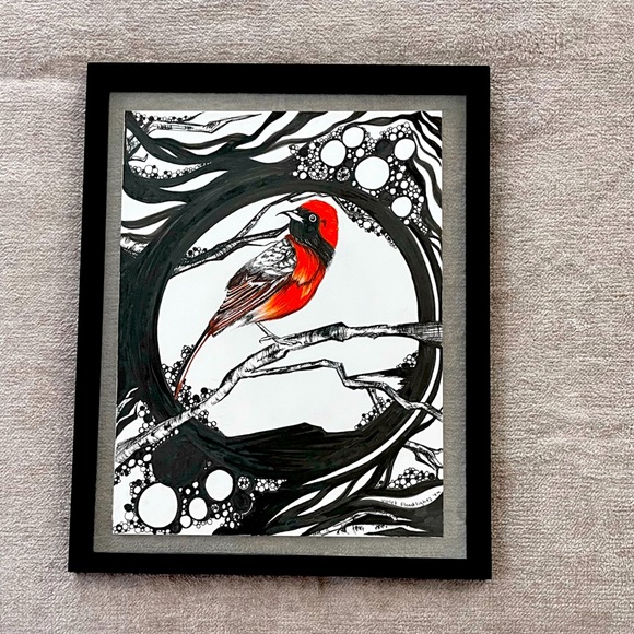 Hand-Drawn Bird Zentangle Alcohol Marker Art by Leah Jurim – Violet Floodlights - Picture 1 of 10